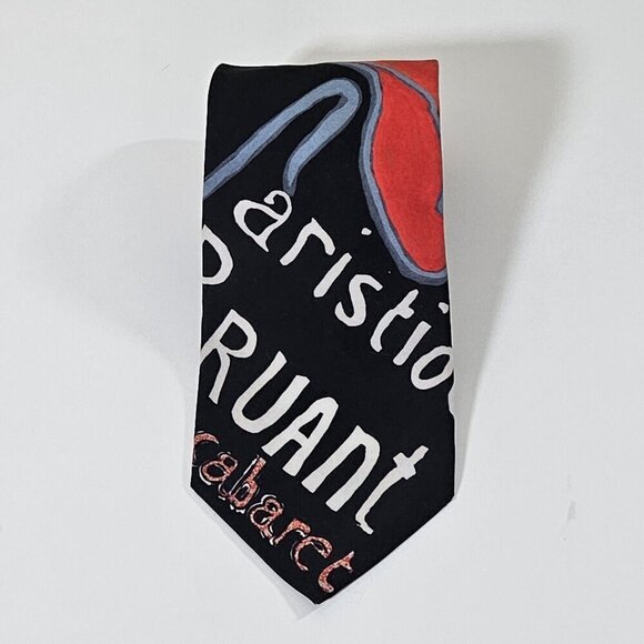 Ralph Marlin Tie Vintage Art To Wear Toulouse-Lautrec USA W3.75 L57.5  Boho - Picture 12 of 15